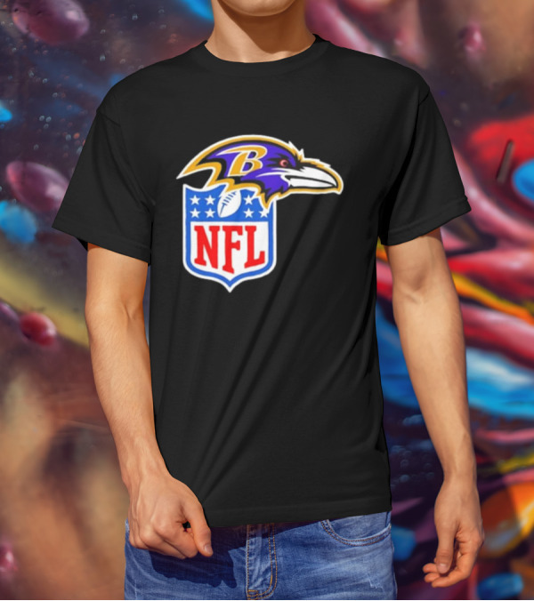 Baltimore Ravens NFL Shield Emblem Ravens Head T-Shirt