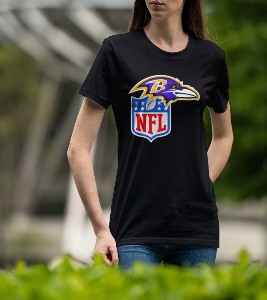 Baltimore Ravens NFL Shield Emblem Ravens Head T-Shirt