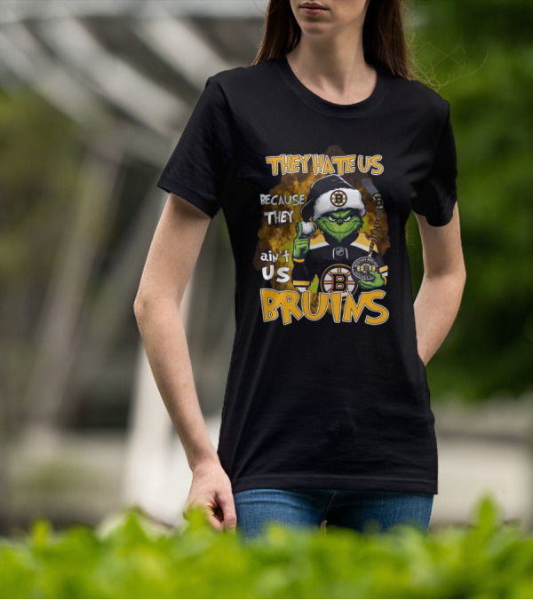 Boston Bruins Grinch They Hate Us Because They Ain’t Us Christmas Holidays T-Shirt