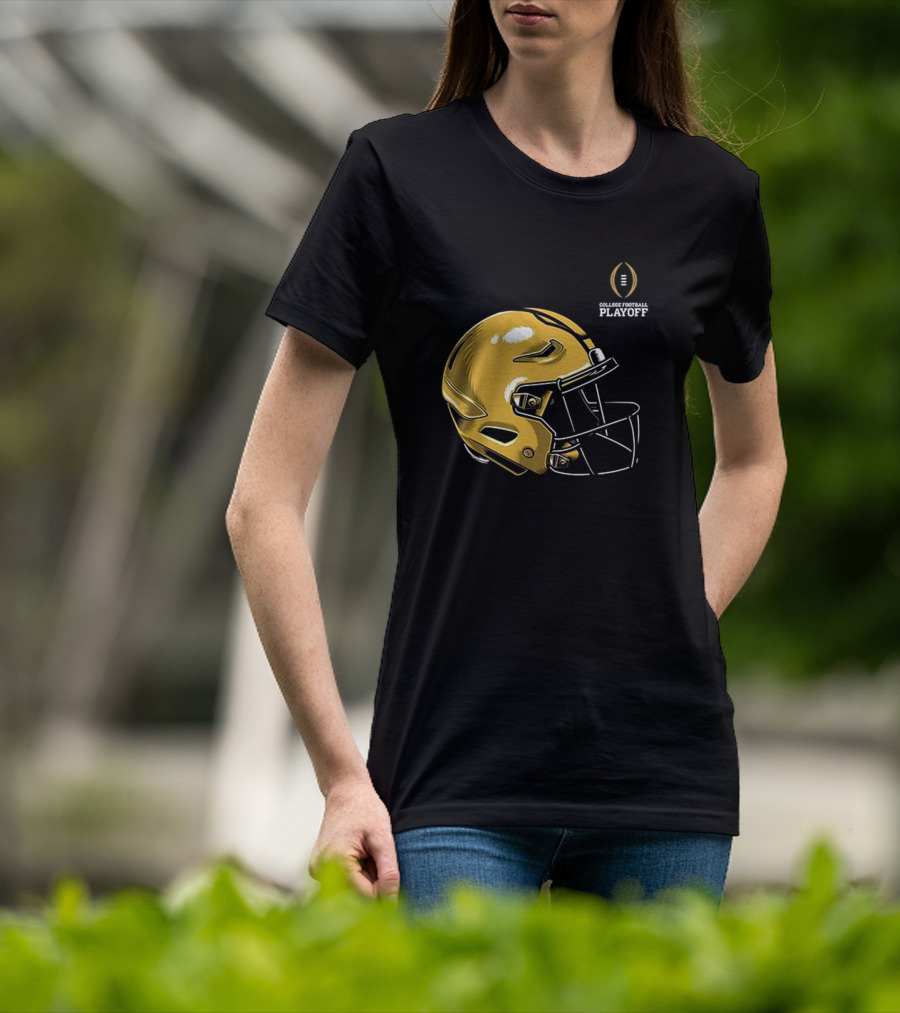 College Football Playoff 2025 Notre Dame Helmet Gold T-Shirt