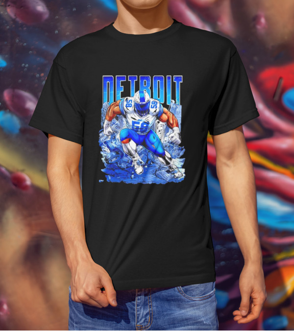 Detroit Lions Penei Sewell 58 Cartoon Superhero Action T-Shirt