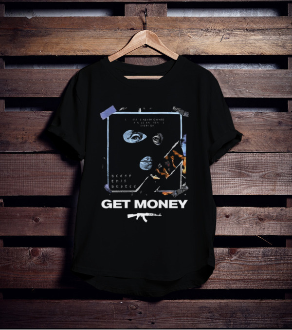 Bless This Hustle Get Money Balaclava Design With Weapon T-Shirt