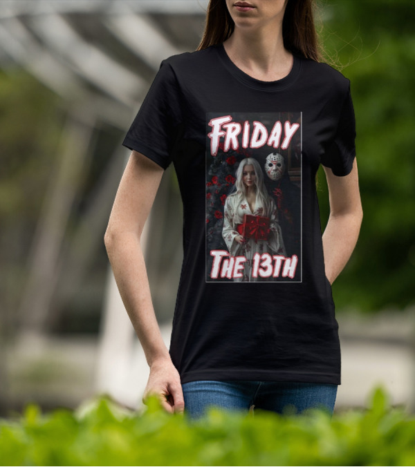 Friday The 13th Horror Inspired Roses And Mask Scene T-Shirt
