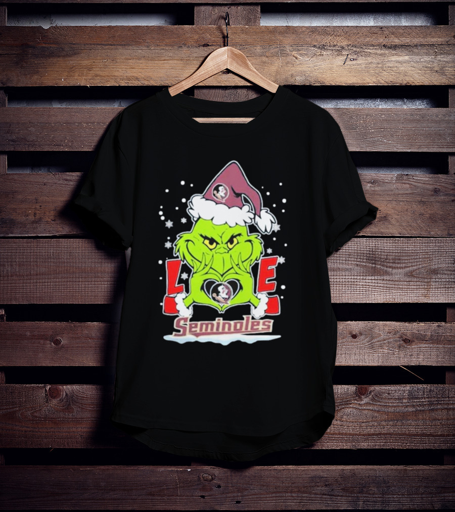 Grinch Love Florida State Seminoles Christmas Football T-Shirt