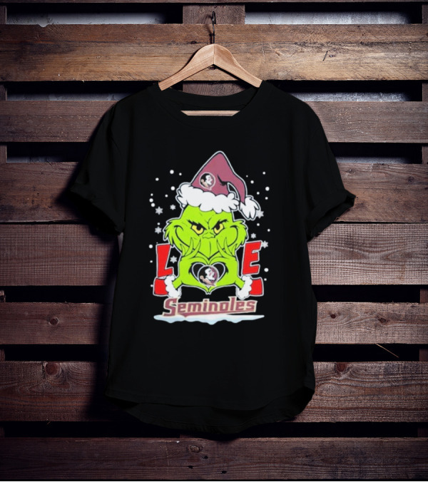 Grinch Love Florida State Seminoles Christmas Football T-Shirt