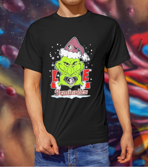 Grinch Love Florida State Seminoles Christmas Football T-Shirt