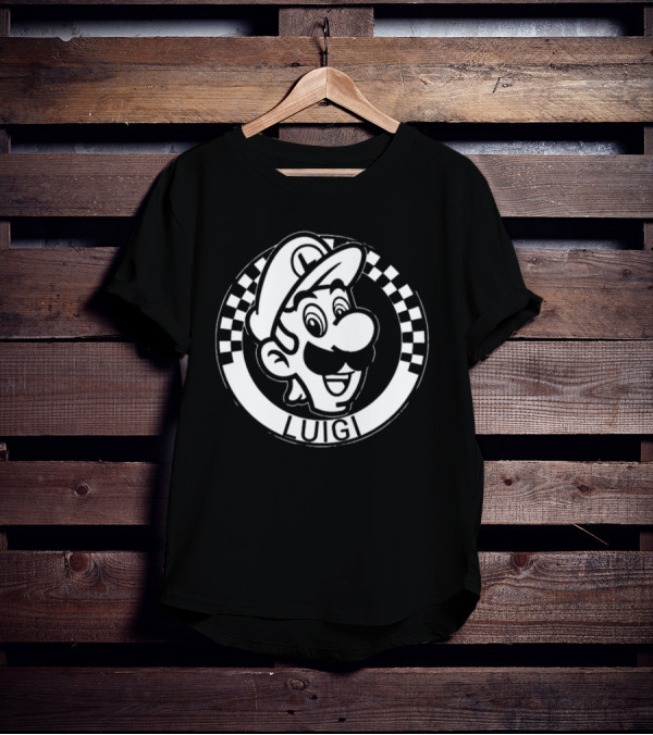 Luigi Super Mario Checkerboard Circle T-Shirt