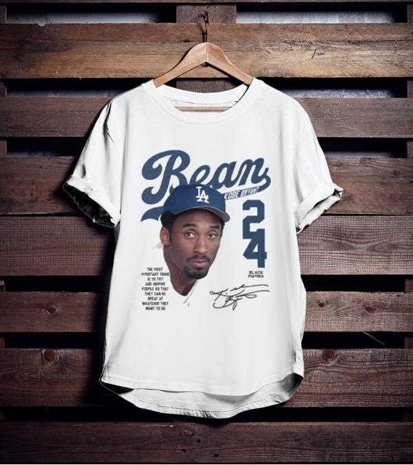 Bean Kobe Bryant 24 Black Mamba Dodgers Cap Autograph T-Shirt