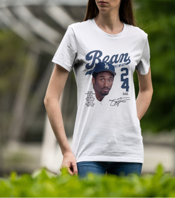 Bean Kobe Bryant 24 Black Mamba Dodgers Cap Autograph T-Shirt