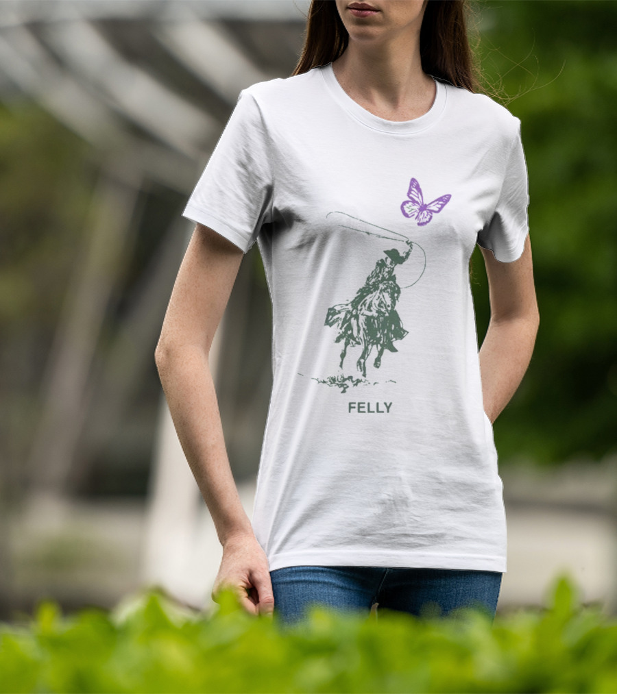 Felly Cowboy Lasso Purple Butterfly Blues Music T-Shirt