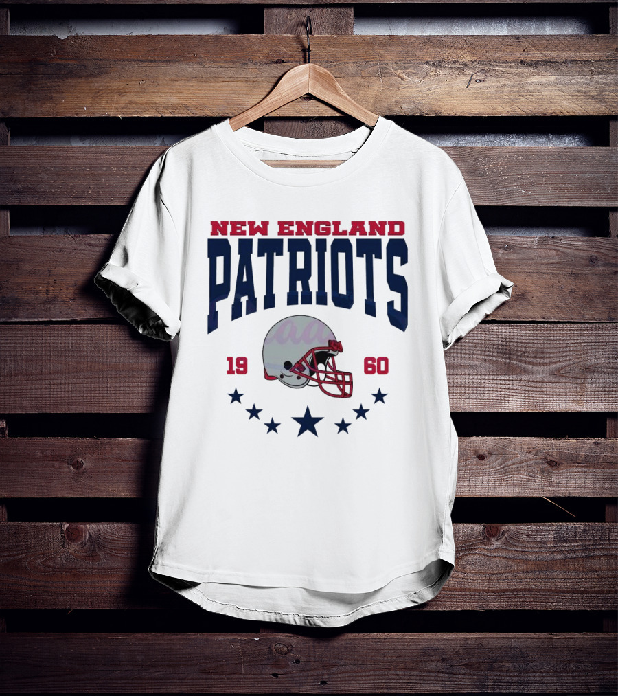 New England Patriots 1960 Vintage Football Helmet Retro Stars T-Shirt