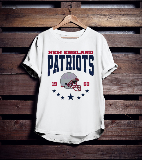 New England Patriots 1960 Vintage Football Helmet Retro Stars T-Shirt