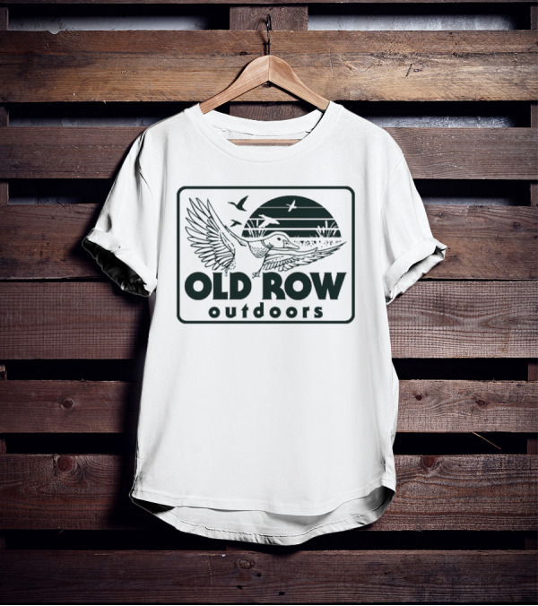 Old Row Outdoors Flying Duck Badge With Birds And Sunset T-Shirt