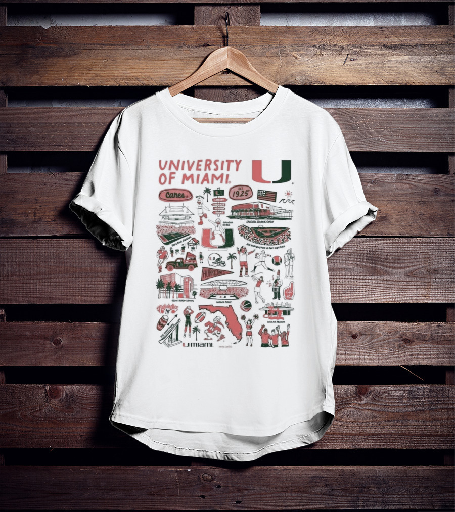 University Of Miami Hurricanes Vive La Fete Canes 1925 Sports And Landmarks T-Shirt