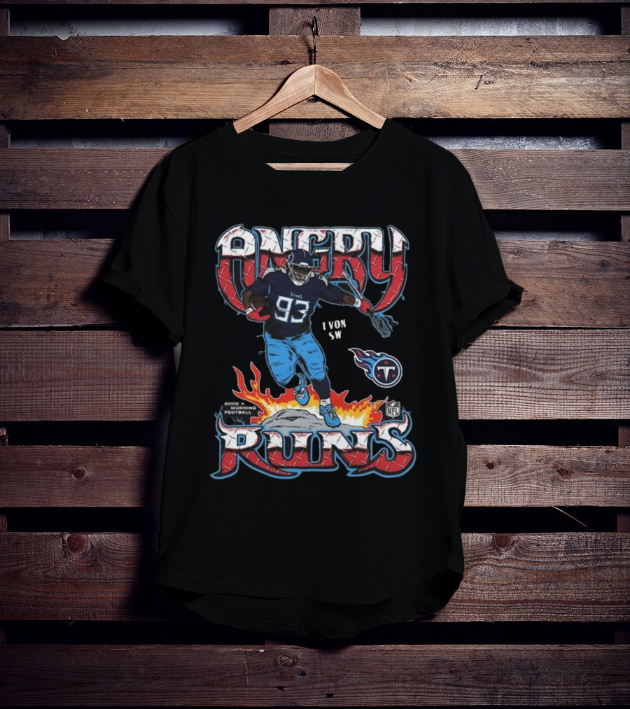 Von SW Angry Runs Tennessee Titans NFL Good Morning Football Charcoal T-Shirt