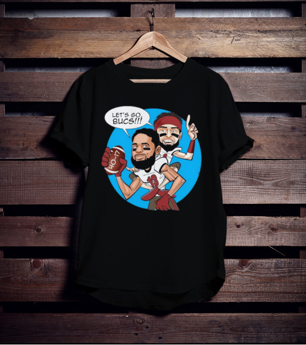 Tampa Bay Buccaneers Mike Evans Baker Mayfield Let's Go Bucs 40-17 Cartoon T-Shirt