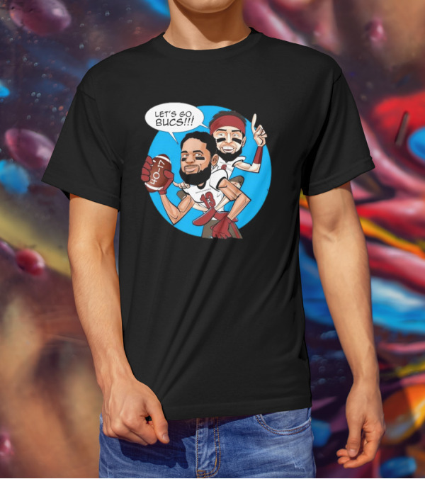 Tampa Bay Buccaneers Mike Evans Baker Mayfield Let's Go Bucs 40-17 Cartoon T-Shirt