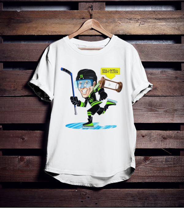 Esa Lindell Shift Clock Dallas Stars Hockey Cartoon T-Shirt
