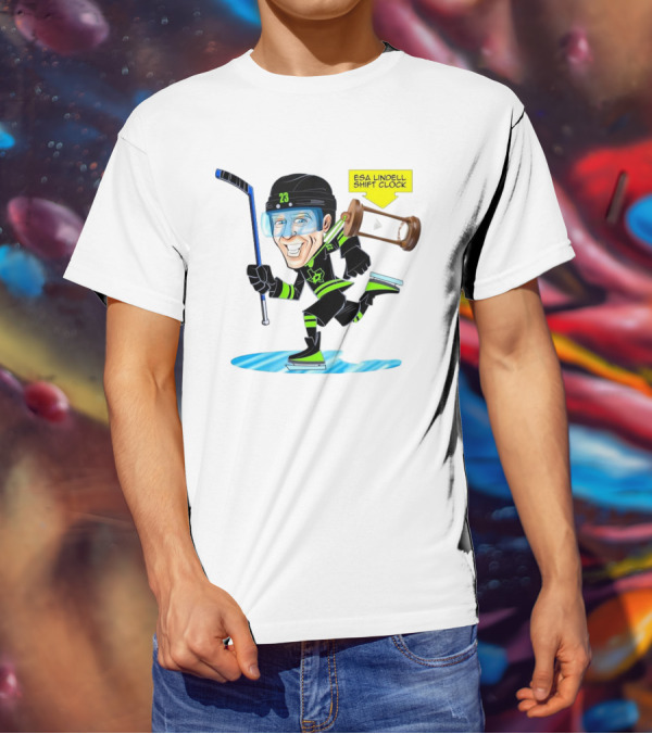 Esa Lindell Shift Clock Dallas Stars Hockey Cartoon T-Shirt
