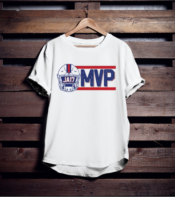 JA17 MVP Josh Allen Buffalo Bills Helmet Red Blue Stripes T-Shirt
