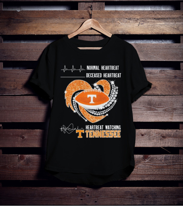 Normal Heartbeat Deceased Heartbeat Heartbeat Watching Tennessee Volunteers Football Diamond Heart T-Shirt