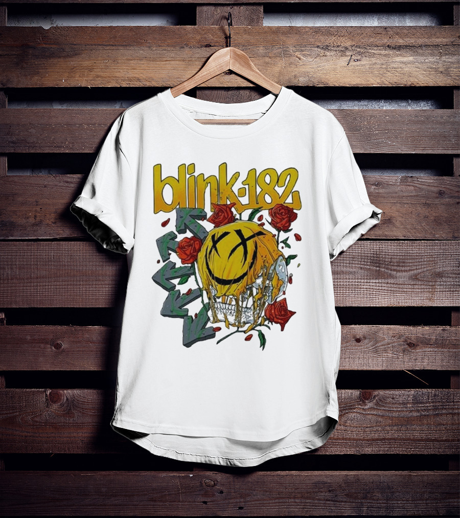 Blink-182 Skull With Roses And Arrows T-Shirt
