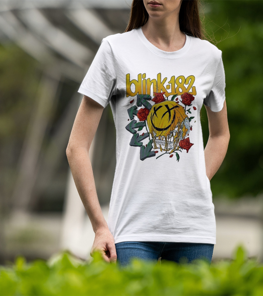 Blink-182 Skull With Roses And Arrows T-Shirt
