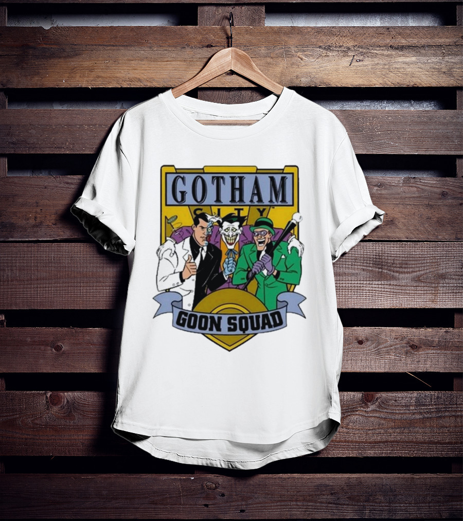 Gotham City Goon Squad Joker Riddler Two-Face Badge T-Shirt
