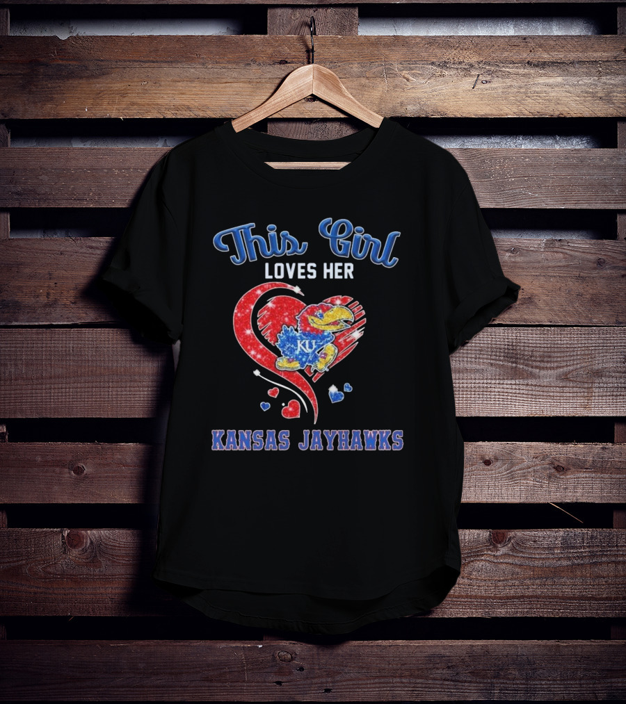 This Girl Loves Her Kansas Jayhawks Heart KU T-Shirt