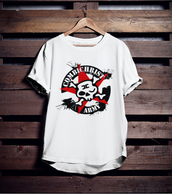 Combichrist Army Skull And Crossbones Red Star T-Shirt
