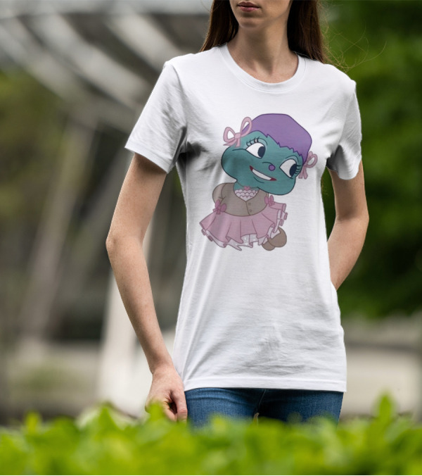 Samantha Yve Bb Coquette Cartoon Character With Purple Hair And Pink T-Shirt
