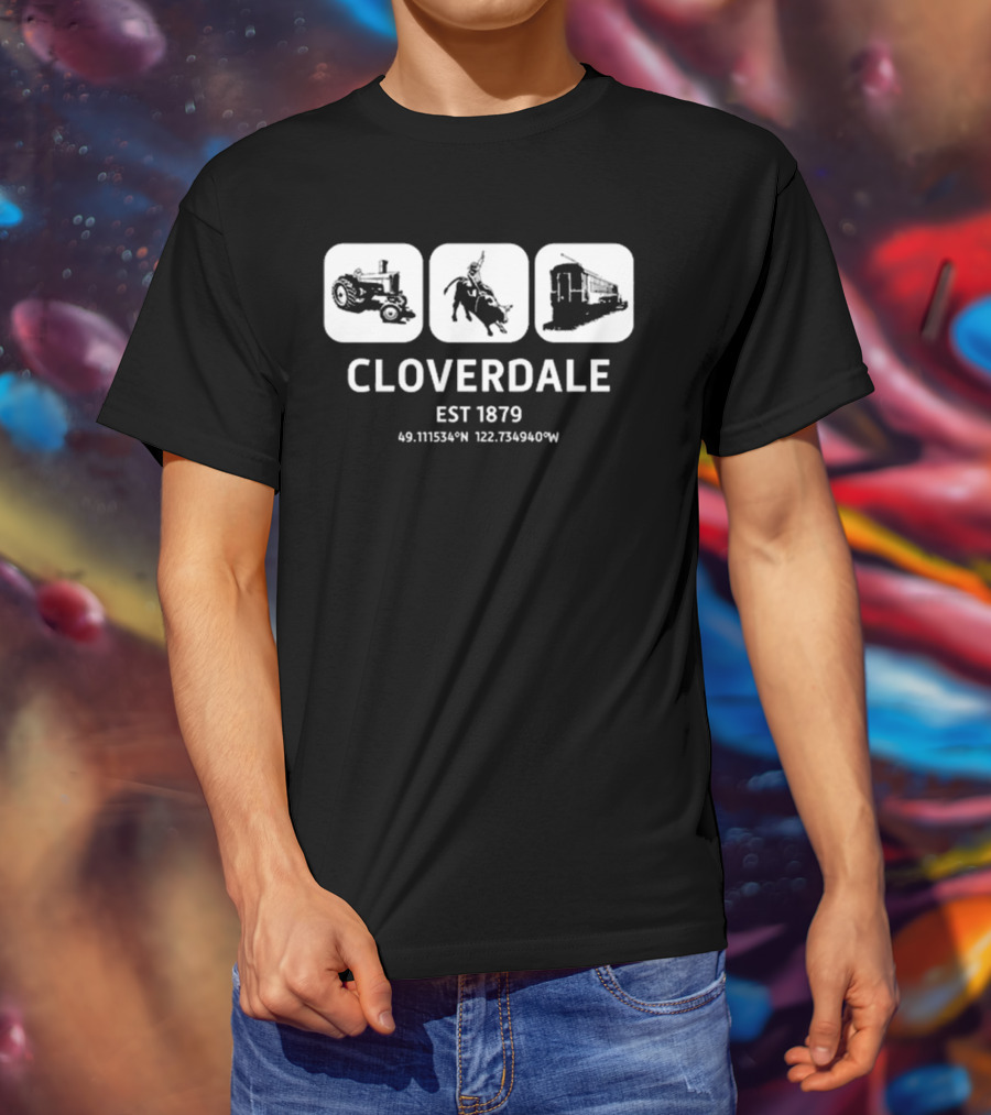 Cloverdale Est 1879 Tractor Rodeo Train Coordinates T-Shirt