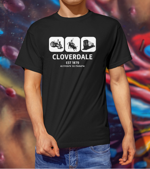 Cloverdale Est 1879 Tractor Rodeo Train Coordinates T-Shirt