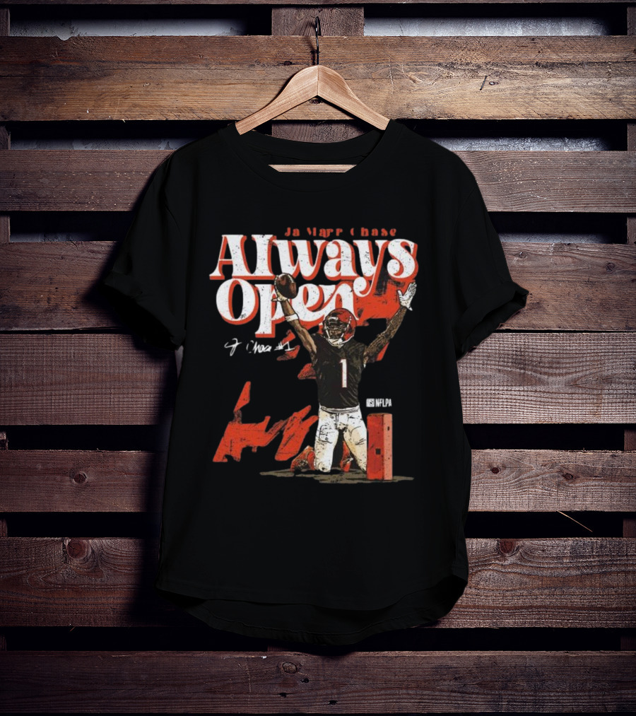 Ja’Marr Chase Always Open Cincinnati NFLPA Signature T-Shirt