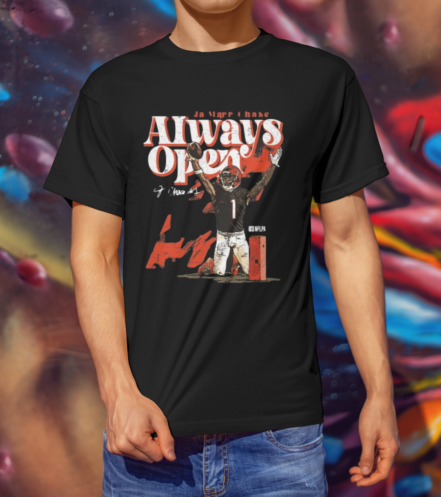 Ja’Marr Chase Always Open Cincinnati NFLPA Signature T-Shirt