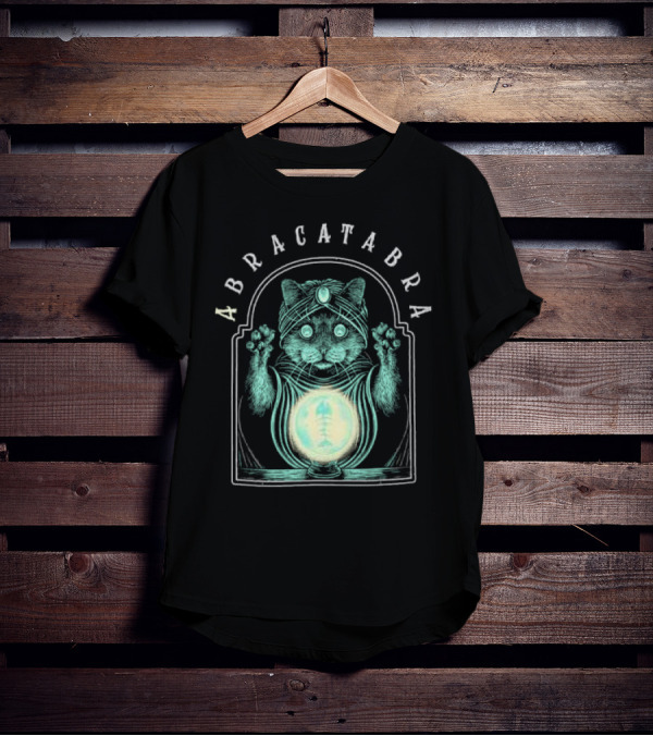 Abracatabra Mystical Cat Crystal Ball By Michelle Nolli T-Shirt