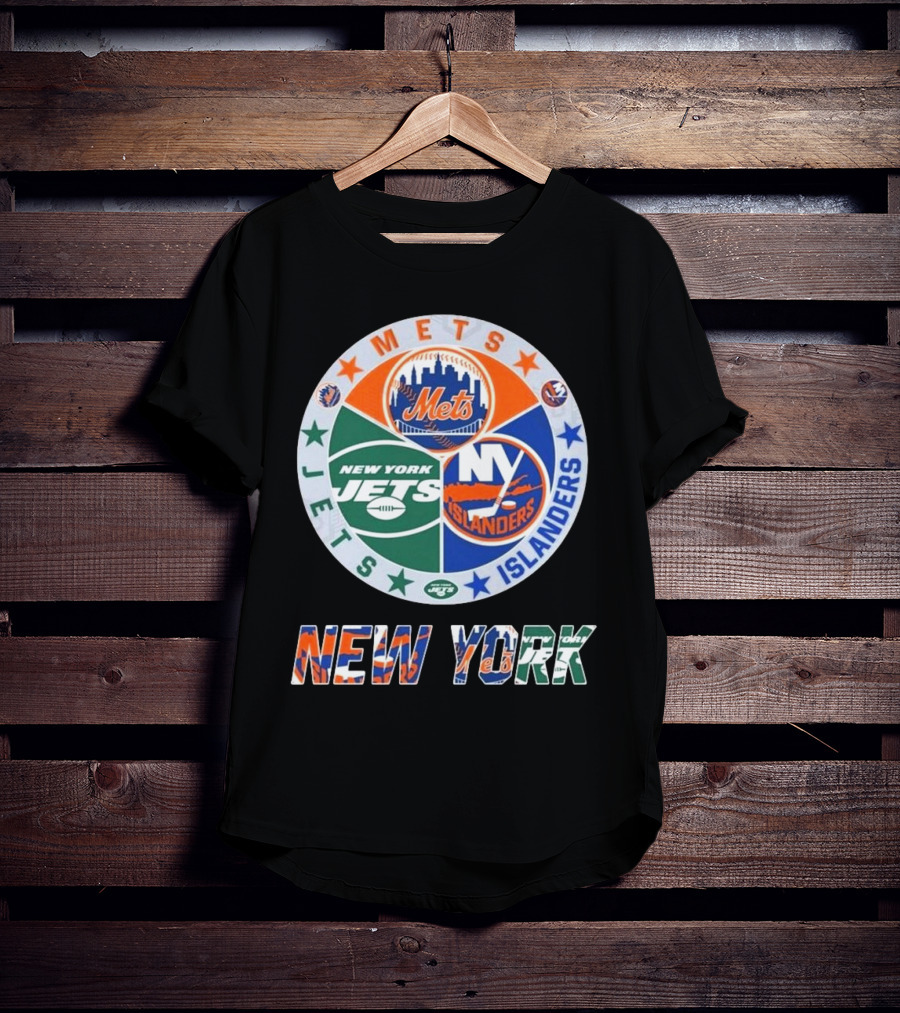 New York Mets Jets Islanders Circle Collaboration T-Shirt
