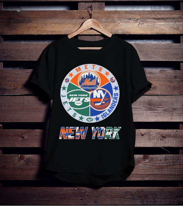 New York Mets Jets Islanders Circle Collaboration T-Shirt