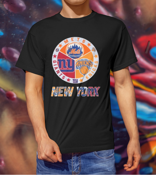 New York Mets Giants Knicks Circle Logo New York T-Shirt