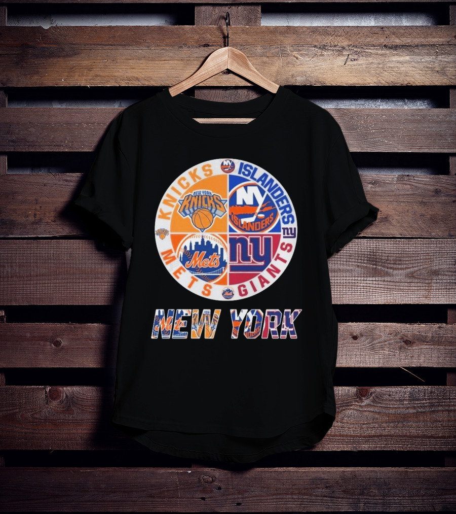 New York Knicks Mets Giants Islanders Circle Collaboration T-Shirt