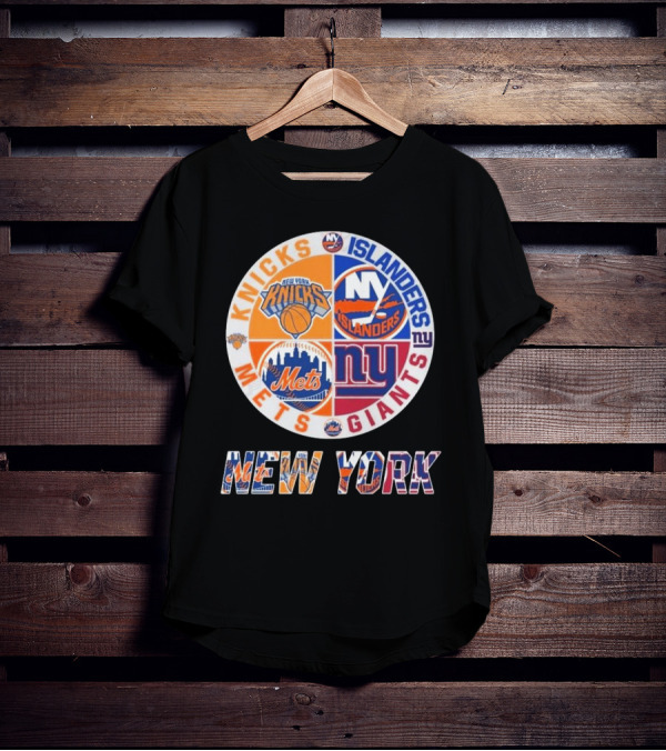 New York Knicks Mets Giants Islanders Circle Collaboration T-Shirt