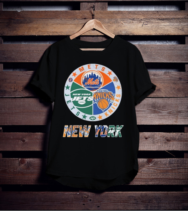 Mets Knicks Jets Circle Logo New York Text T-Shirt