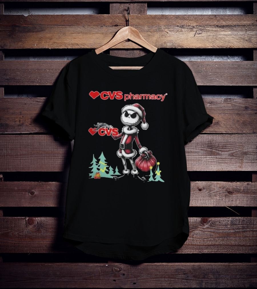 Santa Jack Skellington CVS Pharmacy Merry Christmas T-Shirt
