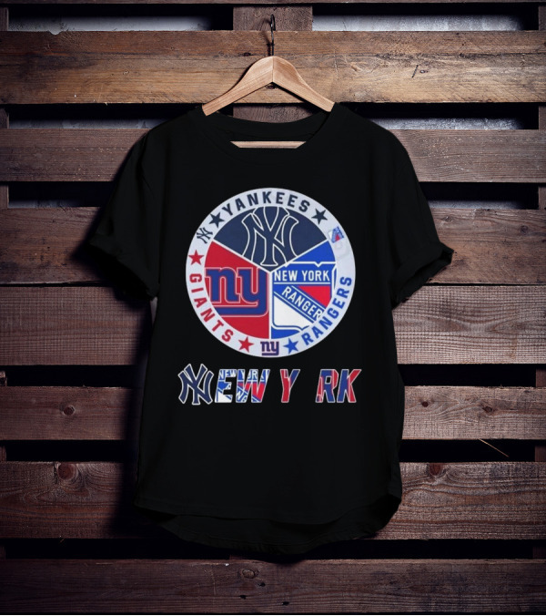 Yankees Giants Rangers Circle New York Collaboration T-Shirt