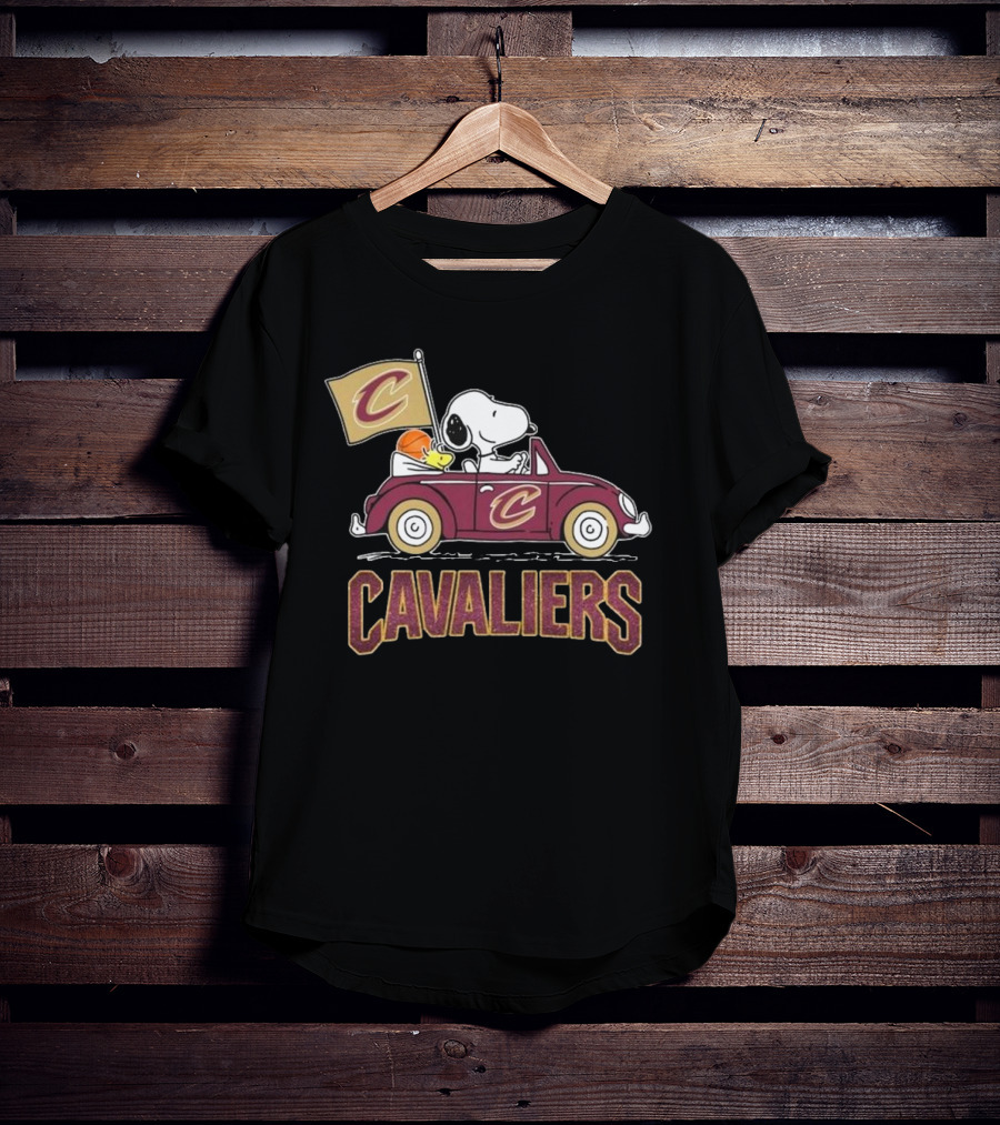 Snoopy Woodstock Driving Car Cavaliers Basketball T-Shirt
