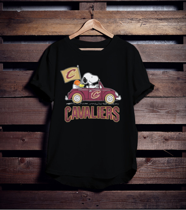 Snoopy Woodstock Driving Car Cavaliers Basketball T-Shirt