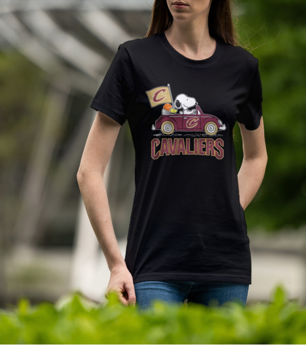 Snoopy Woodstock Driving Car Cavaliers Basketball T-Shirt