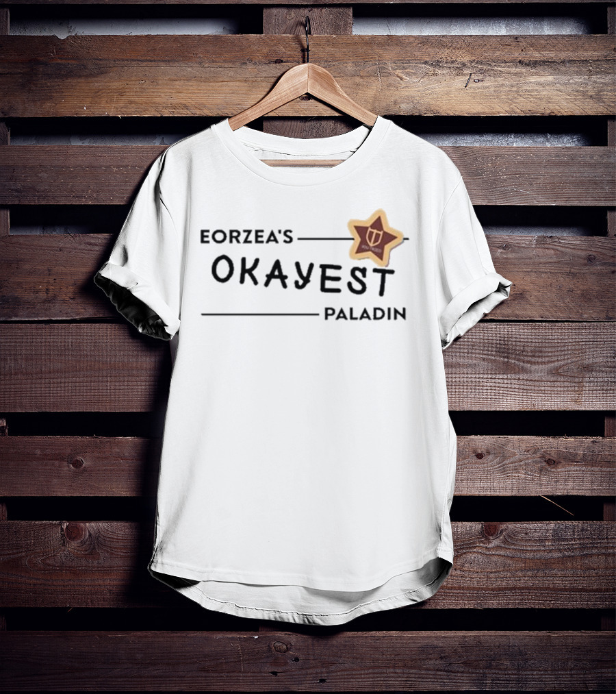 Eorzea's Okayest Paladin Shield Star Badge T-Shirt