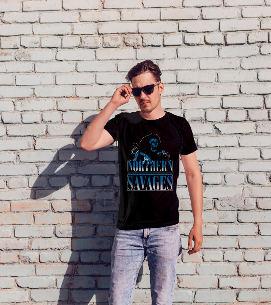 Detroit Lions Northern Savages Fierce Roaring Lion Motif T-Shirt
