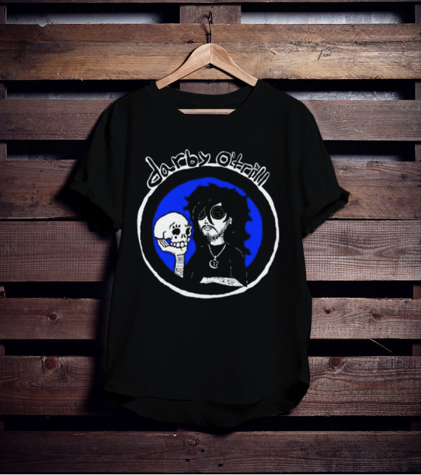 Darby O’trill Skull And Sunglasses Character With Blue Background T-Shirt